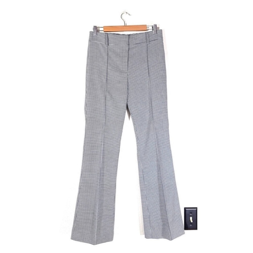 NEW Veronica Beard Hibiscus Houndstooth Flared Trousers Old Money Black White 8